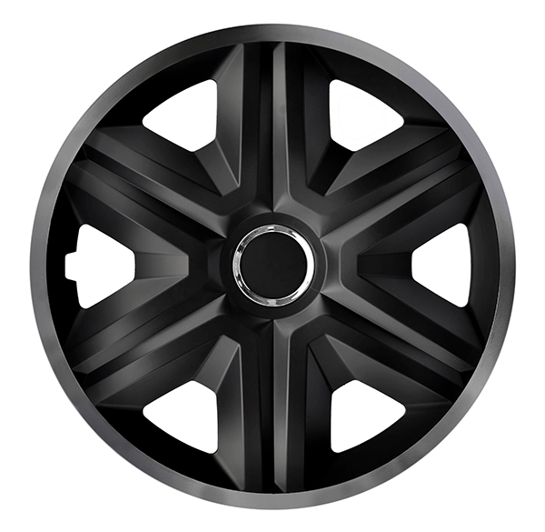 Eine Frontaufnahme der Radkappe Modell RKK21 in schwarz-graphit.