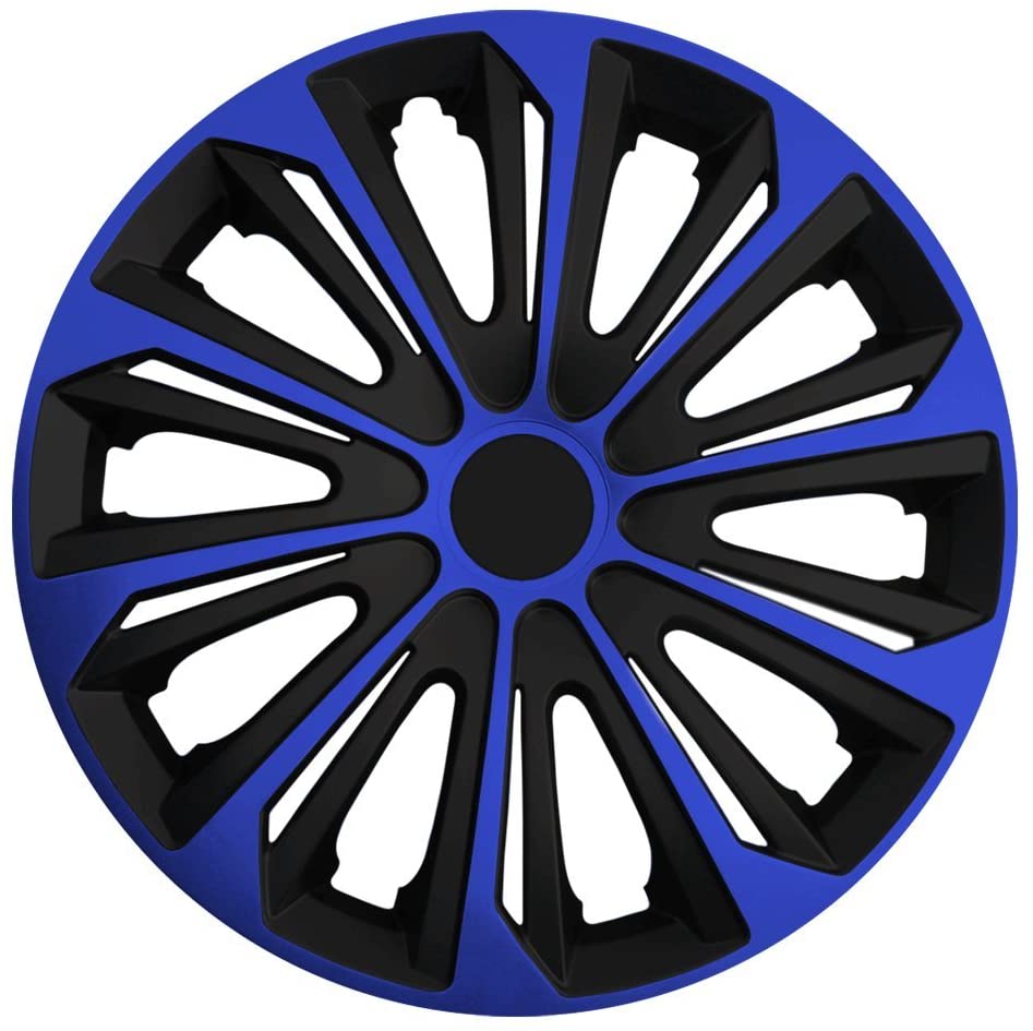 Eine Frontaufnahme der Radkappe Modell RKK06 in schwarz-blau.