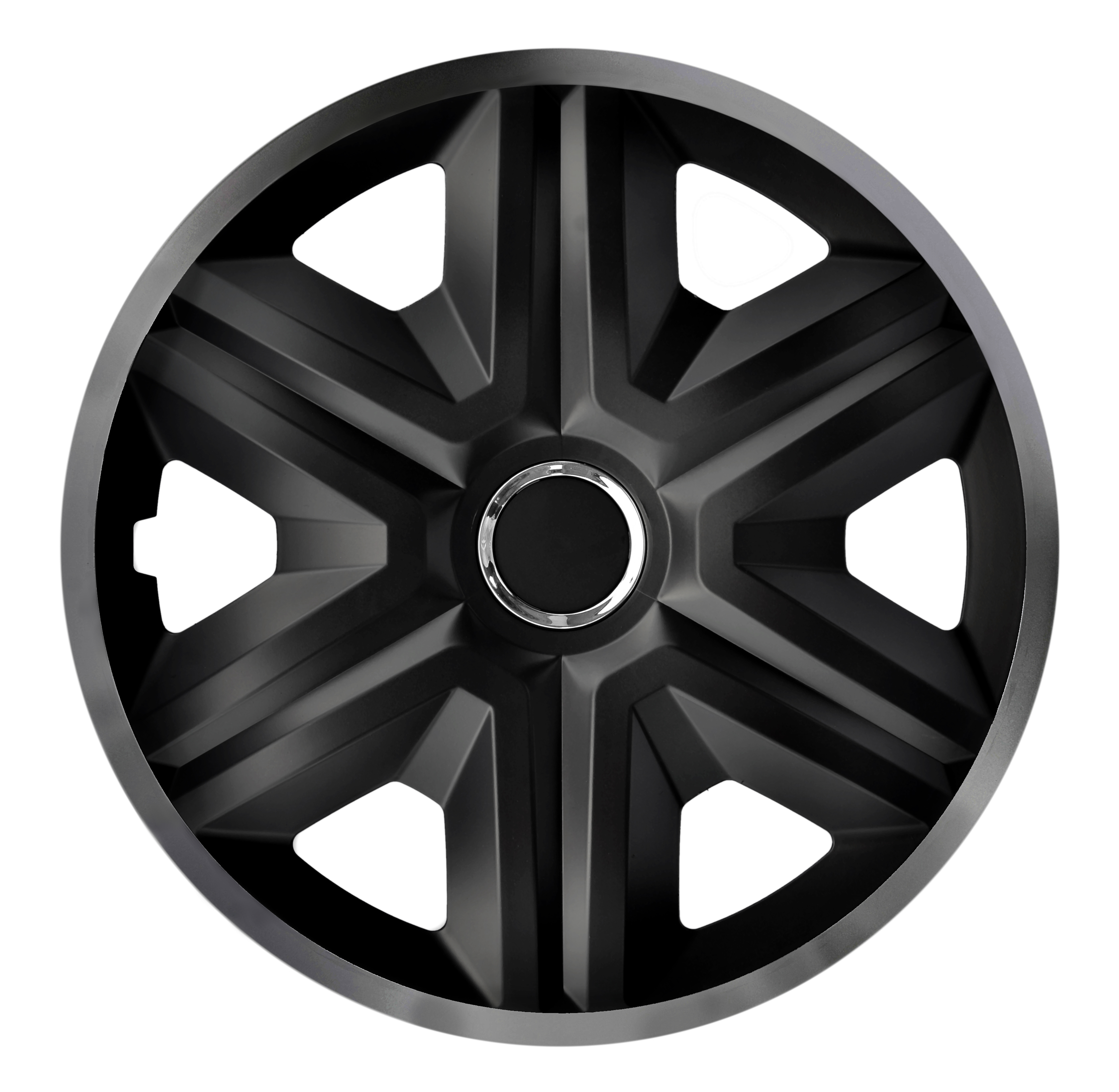 Eine Frontaufnahme der Radkappe Modell RKK21 in schwarz-graphit.