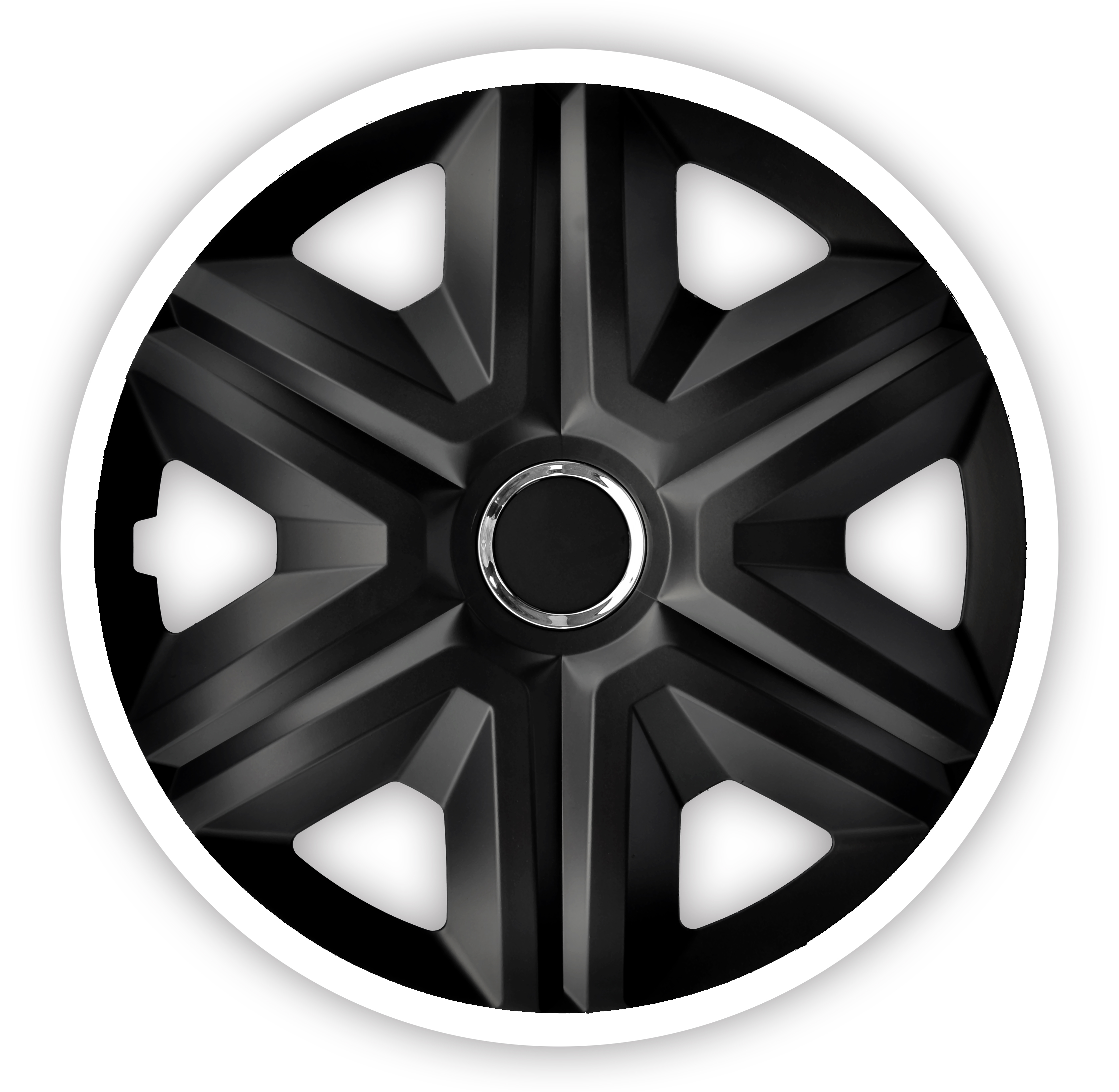 Eine Frontaufnahme der Radkappe Modell RKK21 in schwarz-weiss.