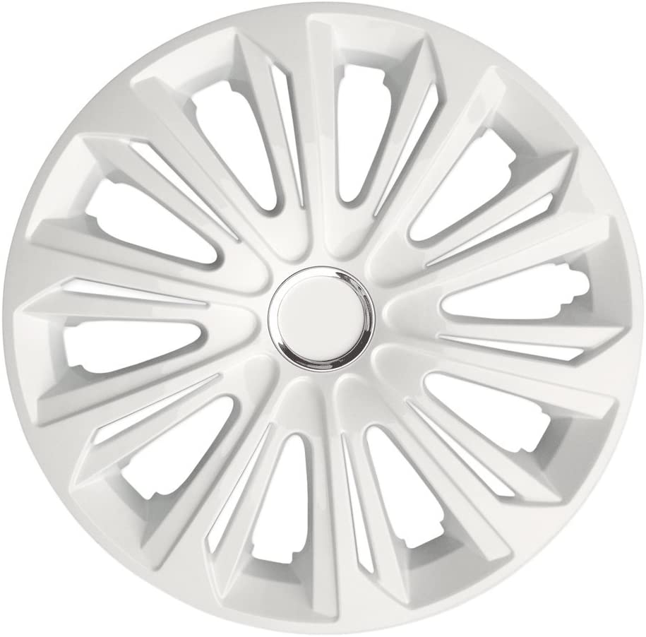Eine Frontaufnahme der Radkappe Modell RKK06 in weiss.