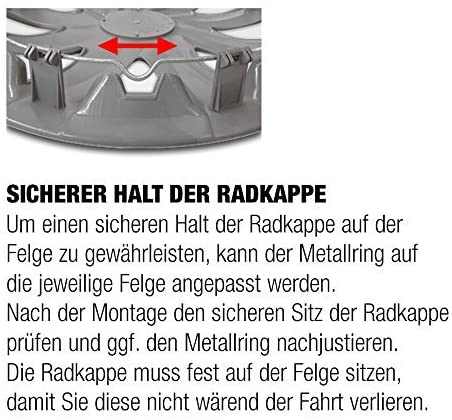 Anbau Hinweiss Radkappen Koenig einstellen vom Ring Ein Bild welches den Hinweis gibt, dass der Ring verkleinert und vergroessert werden kann.