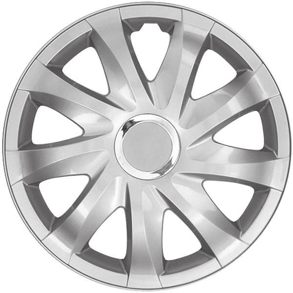 Eine Frontaufnahme der Radkappe Modell RKK01 in silber.