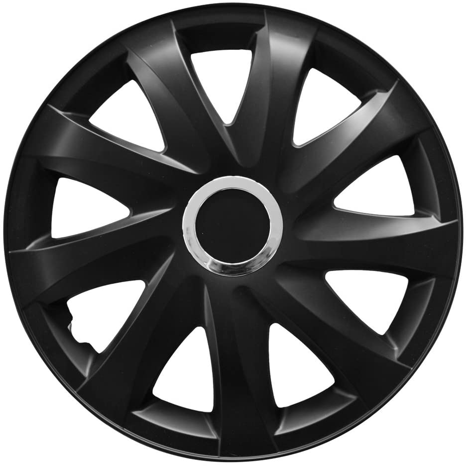 Eine Frontaufnahme der Radkappe Modell RKK01 in schwarz-matt.